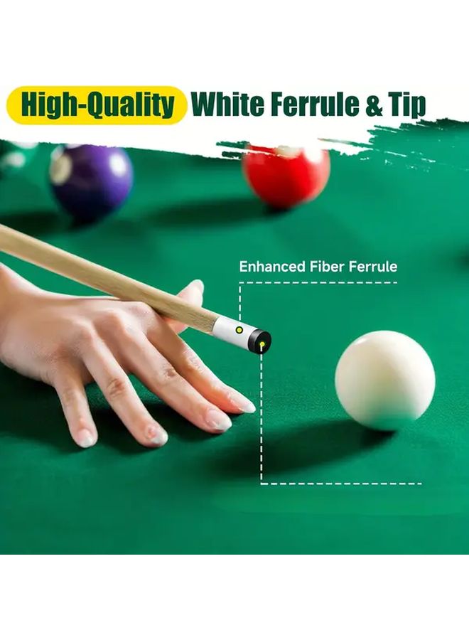 57.09 Inch Double Section Wood Color Two Piece Pool Cue Set For Adults Beginner Friendly Portable Billiards Stick - Image 4
