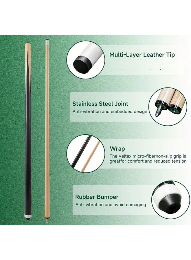 57.09 Inch Double Section Wood Color Two Piece Pool Cue Set For Adults Beginner Friendly Portable Billiards Stick - Image 5