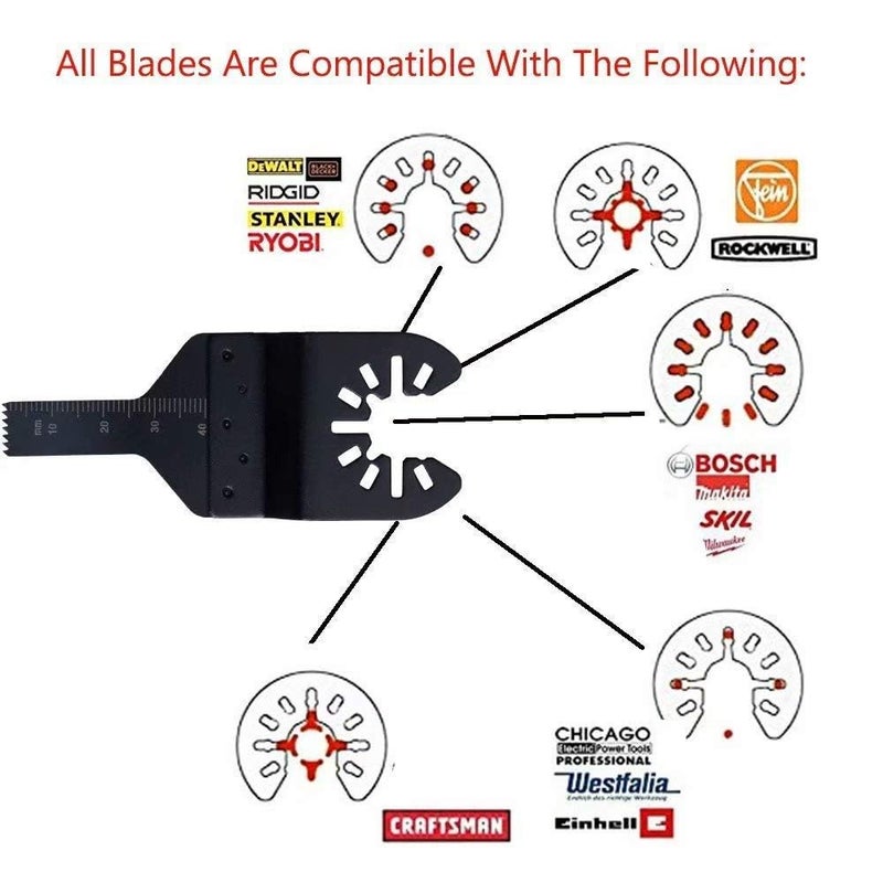 MZY LLC 10 pcs Wood Metal Universal Quick Release Saw Blades Oscillating Multitool Blades for Fein Multimaster Porter Cable Black and Decker Genesis Dremel Craftsman Dewalt Chicago - Image 5