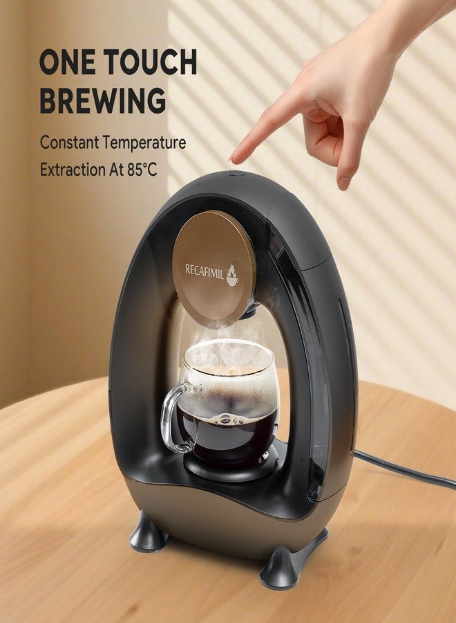 ريكافيميل ماكينة قهوة فردية لكبسولات K-Cup والقهوة المطحونة/الشاي، تحضير سريع في دقيقتين، ماكينة قهوة 2 في 1 بزر واحد، أحجام تحضير من 4 إلى 8 أونصات، أنيقة وصغيرة الحجم للمنزل والمكتب والسيارة المتنقلة والسكن الجامعي، أسود - Image 3