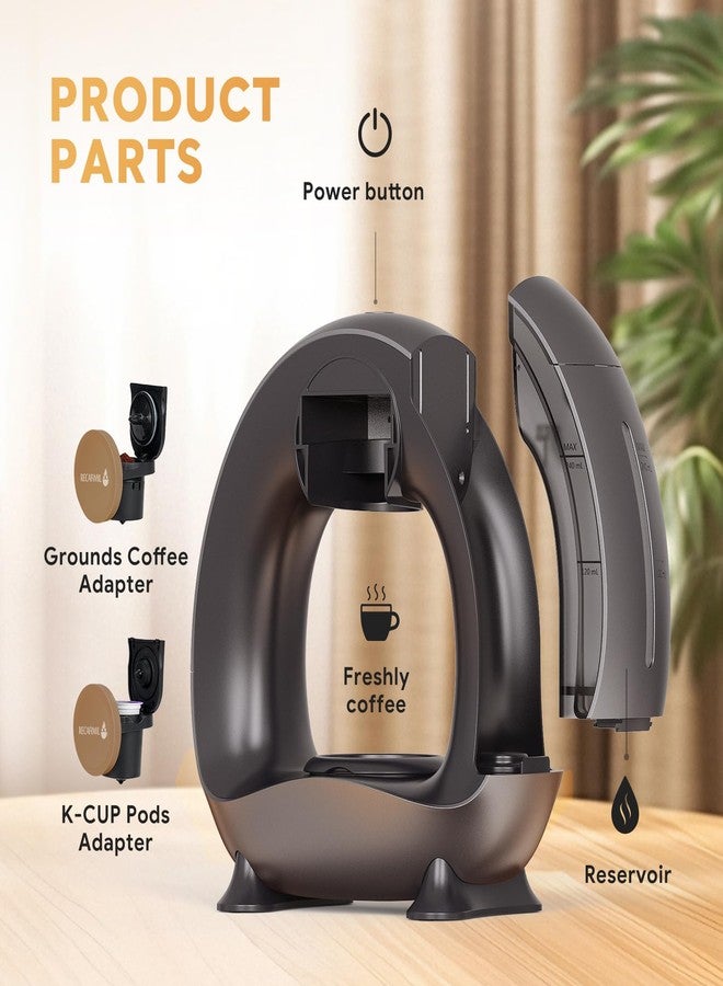 ريكافيميل ماكينة قهوة فردية لكبسولات K-Cup والقهوة المطحونة/الشاي، تحضير سريع في دقيقتين، ماكينة قهوة 2 في 1 بزر واحد، أحجام تحضير من 4 إلى 8 أونصات، أنيقة وصغيرة الحجم للمنزل والمكتب والسيارة المتنقلة والسكن الجامعي، أسود - Image 4