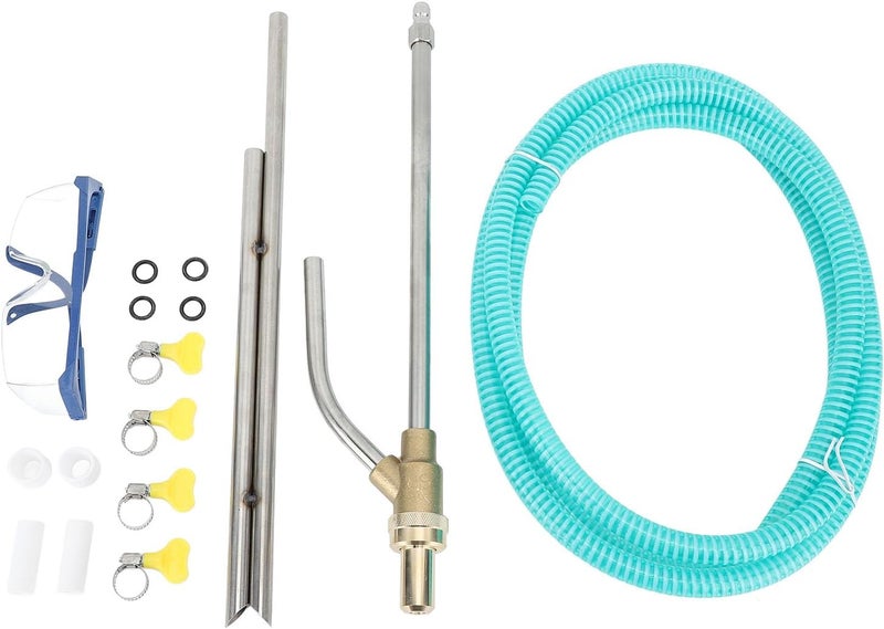 جياو طقم تنظيف بالرمل بغسالة الضغط، ملحق رمل رطب ٥٠٠٠ رطل لكل بوصة مربعة، رمل سريع الفصل ١/٤ مع فوهة بديلة، نظارات واقية، مناسب للتنظيف الكاشط والطلاء - Image 1