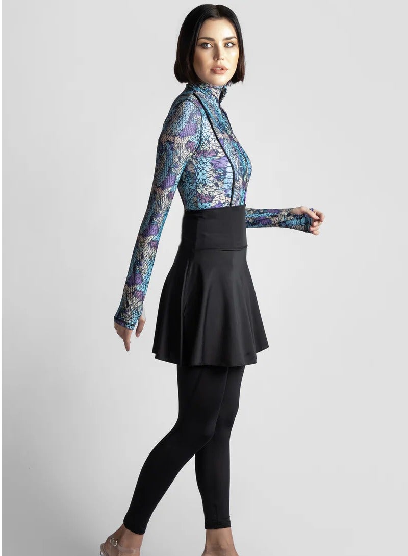 MINERVA SECRETS MERMAID HARMONY - Exclusive Premium Burkini Set with Elegant Top, High-Waisted Leggings, Chic Beach Skirt  - Image 2