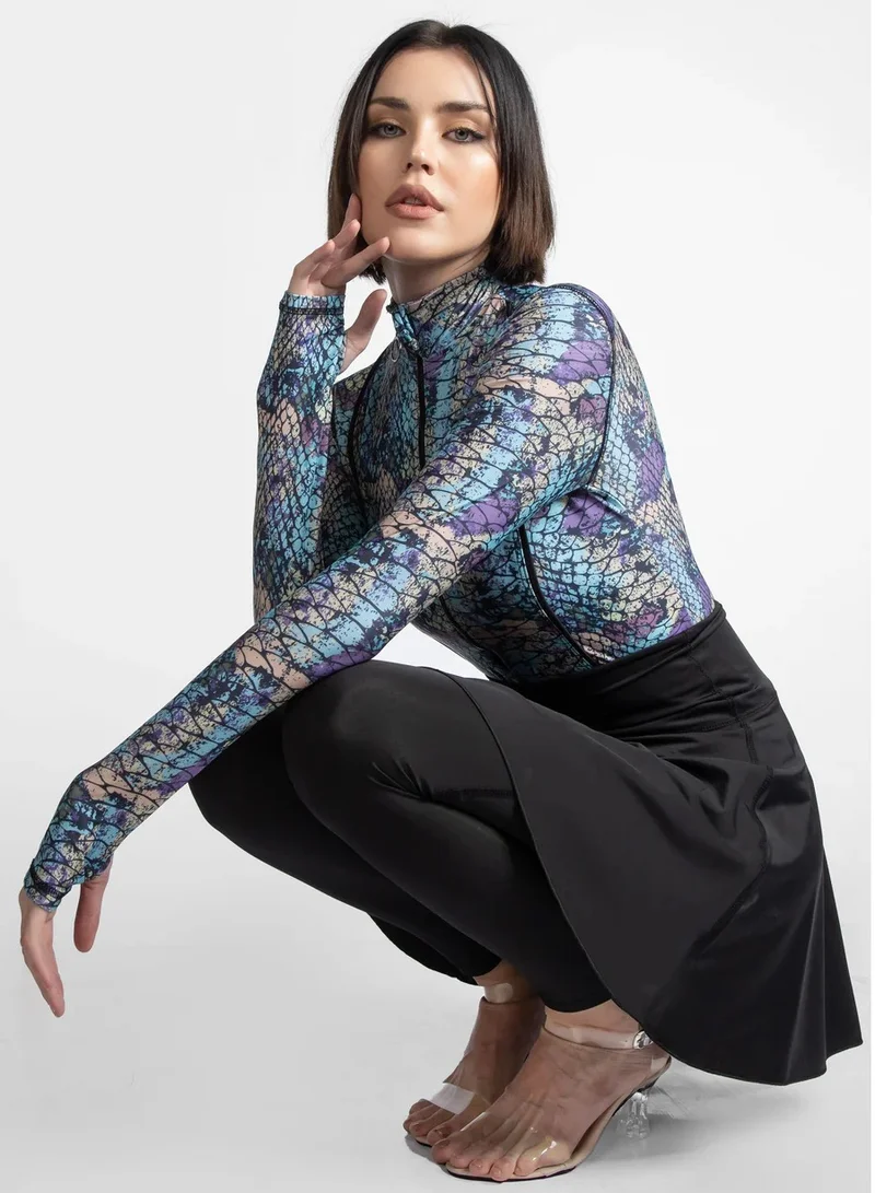 MINERVA SECRETS MERMAID HARMONY - Exclusive Premium Burkini Set with Elegant Top, High-Waisted Leggings, Chic Beach Skirt