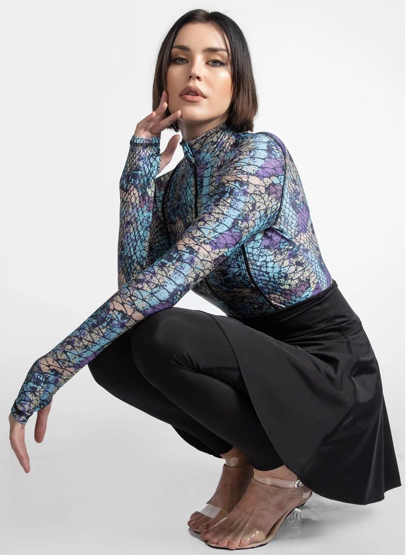 MINERVA SECRETS MERMAID HARMONY - Exclusive Premium Burkini Set with Elegant Top, High-Waisted Leggings, Chic Beach Skirt  - Image 3