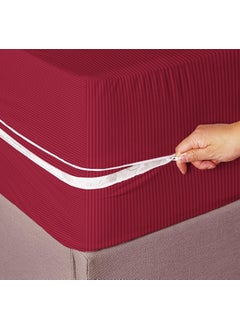 VAS COLLECTIONS VAS COLLECTIONS Premium Cotton Mattress CoverProtector with Zipper ChainProvides All Around Protection with 360 Encasing Double 78x606 inches 6x5 ft Pack of 1 Maroon 