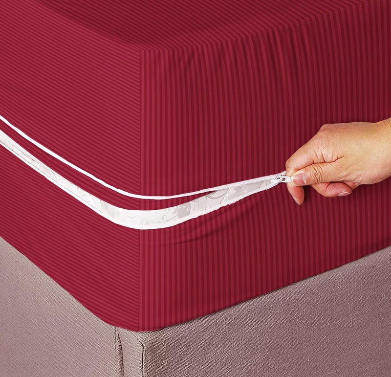 VAS COLLECTIONS VAS COLLECTIONS Premium Cotton Mattress CoverProtector with Zipper ChainProvides All Around Protection with 360 Encasing Double 78x606 inches 6x5 ft Pack of 1 Maroon 