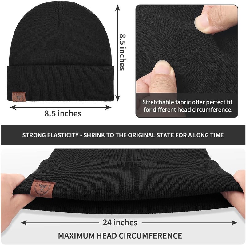 OZERO Winter Beanie Hat for Men Women: Thermal Thick Polar Fleece Lining Knit Cuffed Beanie Hats Warm Caps for Cold Weather Running, Hiking, Travel - Image 5