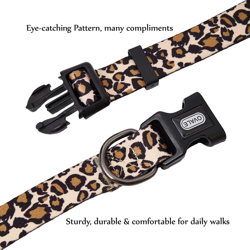 Ovale Dog Collar and Leash Set, Polyester Webbing with Leopard Pattern, 4 (Brown Leopard, Large) - Image 4