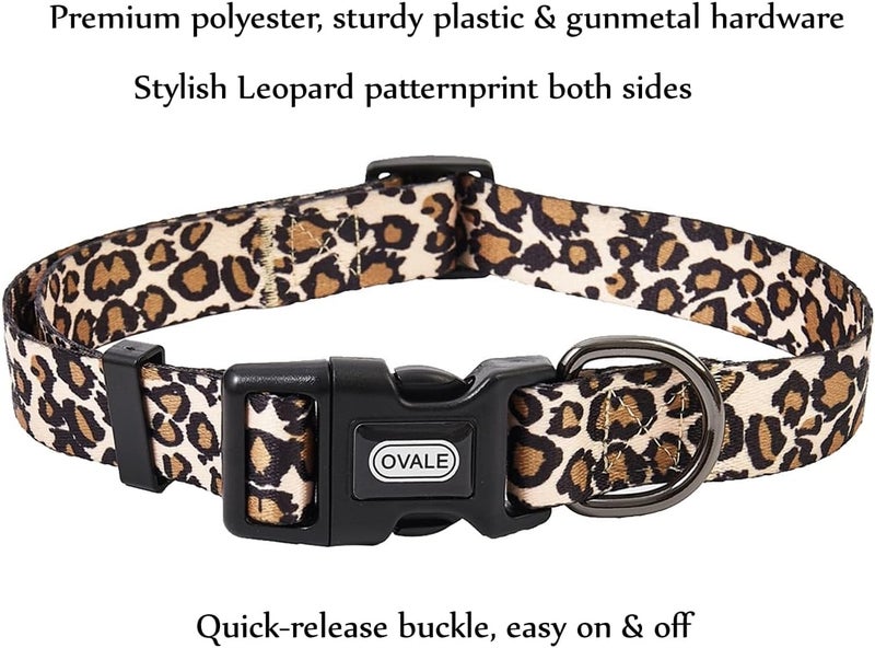 Ovale Dog Collar and Leash Set, Polyester Webbing with Leopard Pattern, 4 (Brown Leopard, Large) - Image 2
