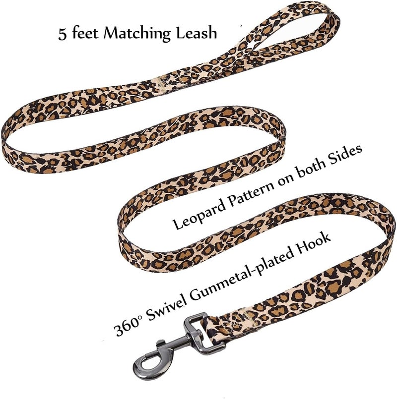 Ovale Dog Collar and Leash Set, Polyester Webbing with Leopard Pattern, 4 (Brown Leopard, Large) - Image 3
