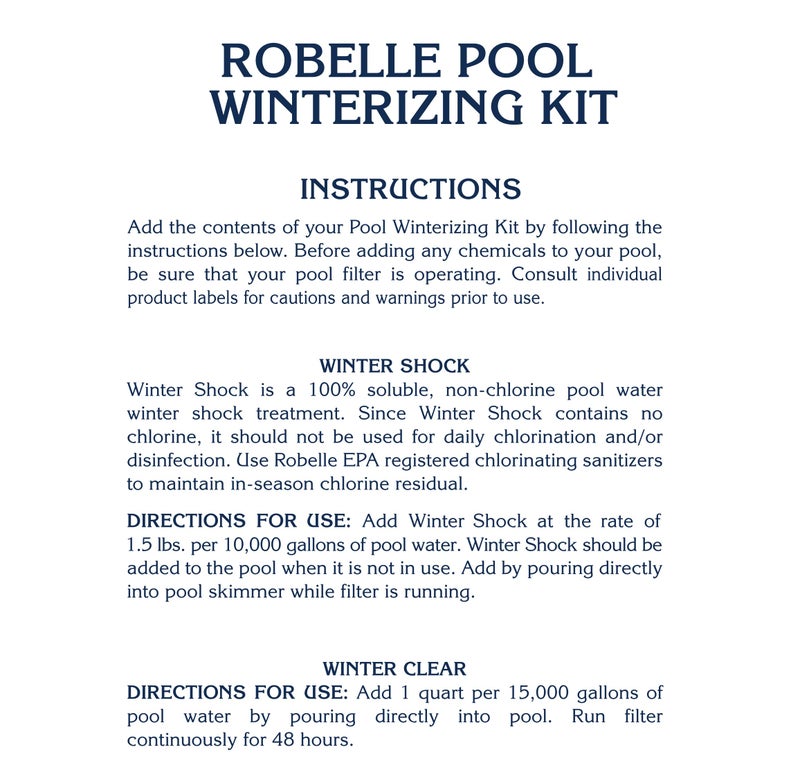 Robelle 10,000 Gallon Dual-Action Winter Kit, Premium Pool Closing Kit, for Pools up to 10,000 Gallons - Image 3