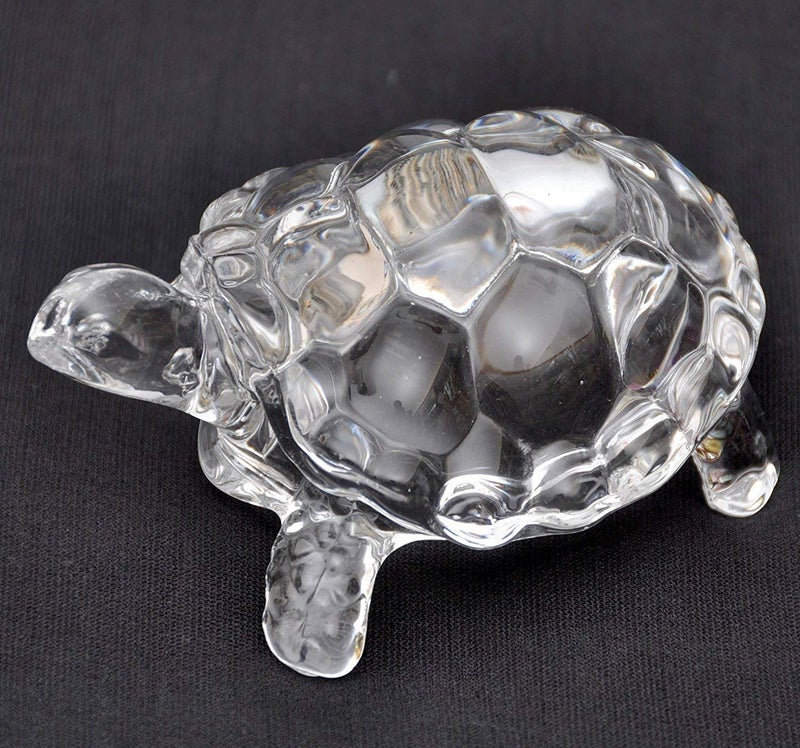 Petrichor Clear Crystal Turtle Feng Shui Vastu Tortoise Showpiece for HomeOffice Dcor Good Luck Medium 45 Inches