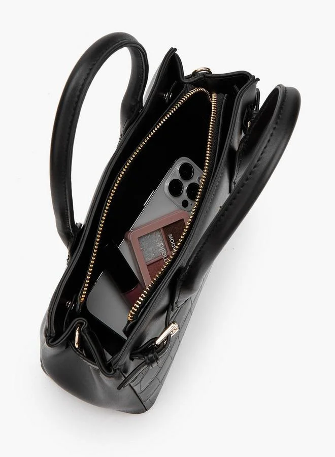 Flora Bella By Shoexpress BLACK Textured Crossbody Bag With Detachable Strap for Women | Best Price UAE
