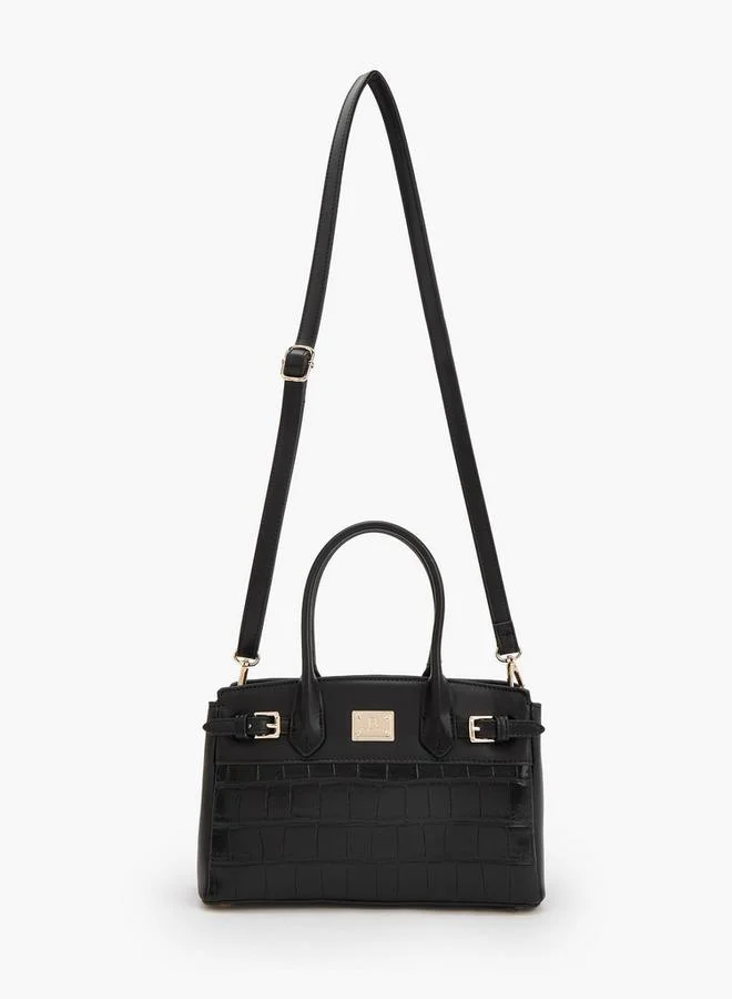 Flora Bella By Shoexpress BLACK Textured Crossbody Bag With Detachable Strap for Women | Best Price UAE