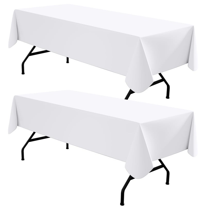 homing 2 Pack Rectangle Vinyl Tablecloth Waterproof Spillproof Plastic Flannel Backed Table Cloth Wipe Clean Table Cover for Dining Buffet Parties and Camping White 60 x 84