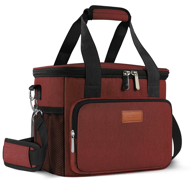 Femuar Lunch Bags for WomenMen Insulated Lunch Bag for Work Office Picnic  Large Lunch Cooler Bag Leakproof Lunch Box with Adjustable Shoulder Strap for Adults  Red15L