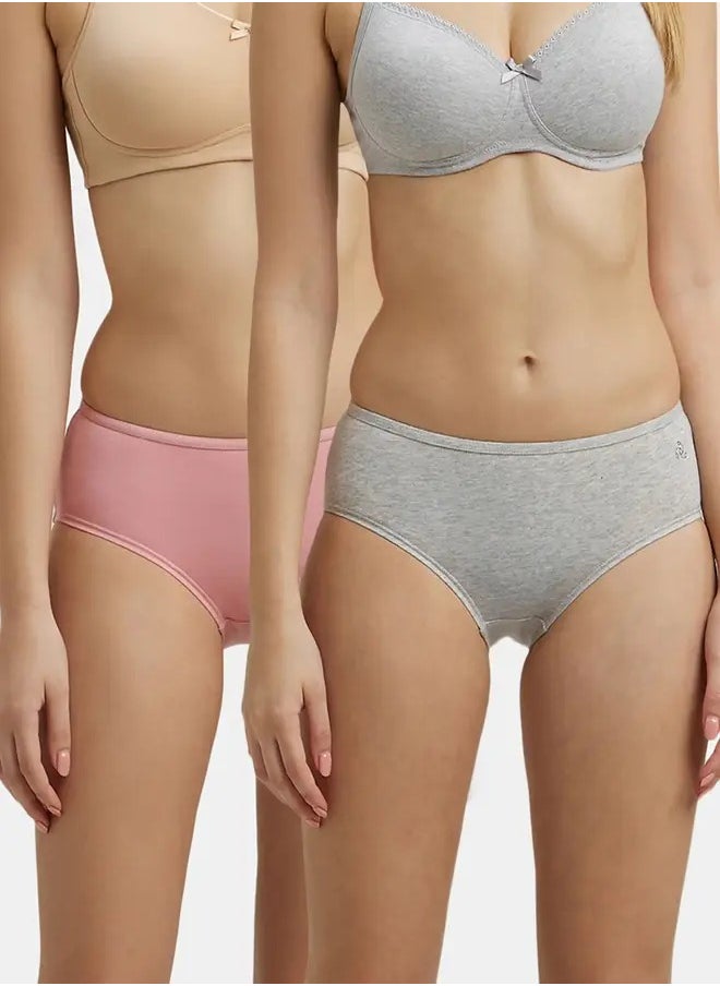 JOCKEY - Jockey SW02 Women's High Coverage Super Combed Cotton Elastane Stretch Mid Waist Hipster with Concealed Waistband and Stay Fresh Treatment (Pack of 2_Colors & Prints May Vary) - Image 1