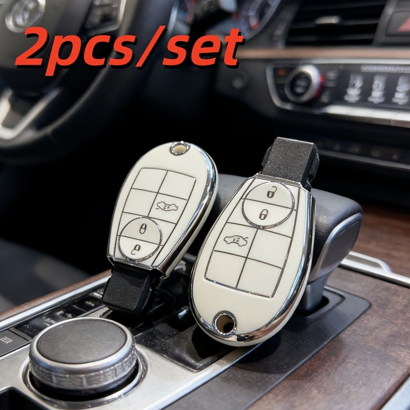 2pcs Car Key Case Shell Cover For Jeep Grand Cherokee Dodge Grand Caravan 2008 2010 Challenger Charger Journey Ram 1500 Key FOB Cover Black Cream - Image 5