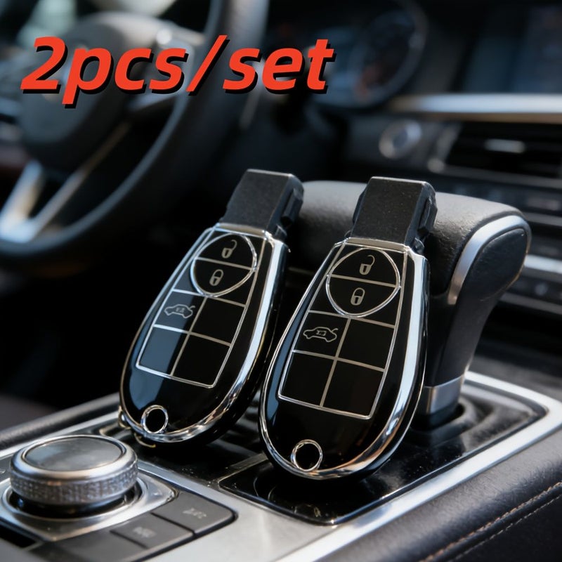 2pcs Car Key Case Shell Cover For Jeep Grand Cherokee Dodge Grand Caravan 2008 2010 Challenger Charger Journey Ram 1500 Key FOB Cover Black Cream - Image 4