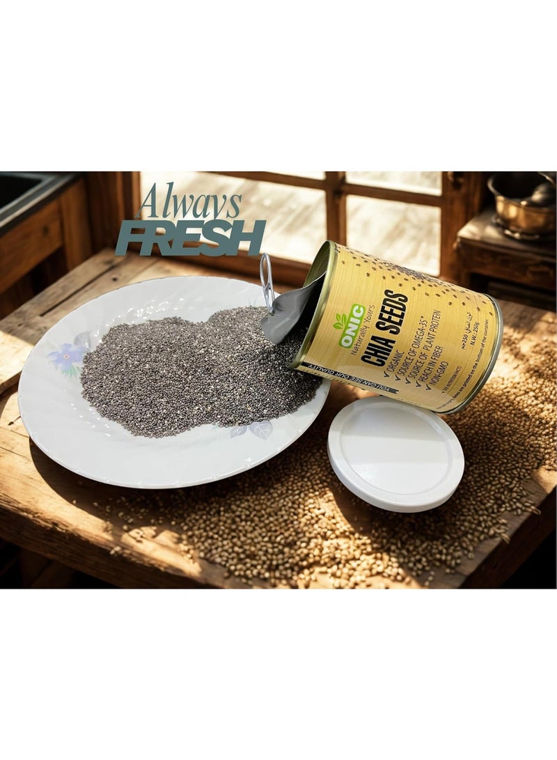 ONIC Chia Seeds 250g | 100% Natural | Air tight Easy-Open Can for Freshness & Protection | Rich in Omega-3 & Fiber | Keto & Vegan Friendly - Image 2