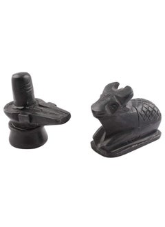 BANSIGOODS BANSIGOODS حجر رخام Shivling Nandi لبوجا، رخام Nandi Pindi، Nandi Idol (ارتفاع 2 بوصة) 5 سم Shiva، Shivalingam Home، Shiva Linga، مكتب Shivlinga الأسود (ارتفاع 3 بوصات) 7.5 سم  - Image 1
