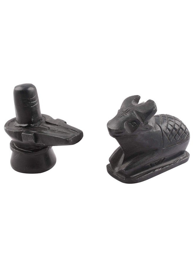 BANSIGOODS Marble Stone Shivling Nandi for Pooja, Nandi Pindi Marble, Nandi Idol (H. 2 inches) 5 cm Shiva, shivalingam Home, Shiva Linga, Black shivlinga Office (H. 3 inches) 7.5 cm - Image 1