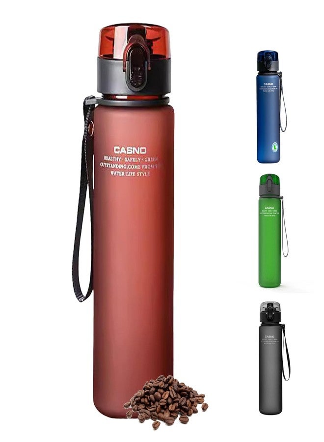 DEARART 20oz Water Bottles with Locked Button, Frosted Bottle One Hand, 100% Leakproof No Straw Direct Spout, Suit Sport Office School Travel Yoga Gym, Red - Image 1
