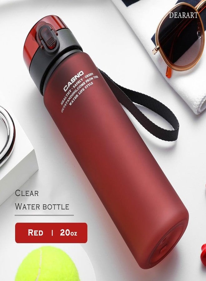 DEARART 20oz Water Bottles with Locked Button, Frosted Bottle One Hand, 100% Leakproof No Straw Direct Spout, Suit Sport Office School Travel Yoga Gym, Red - Image 5