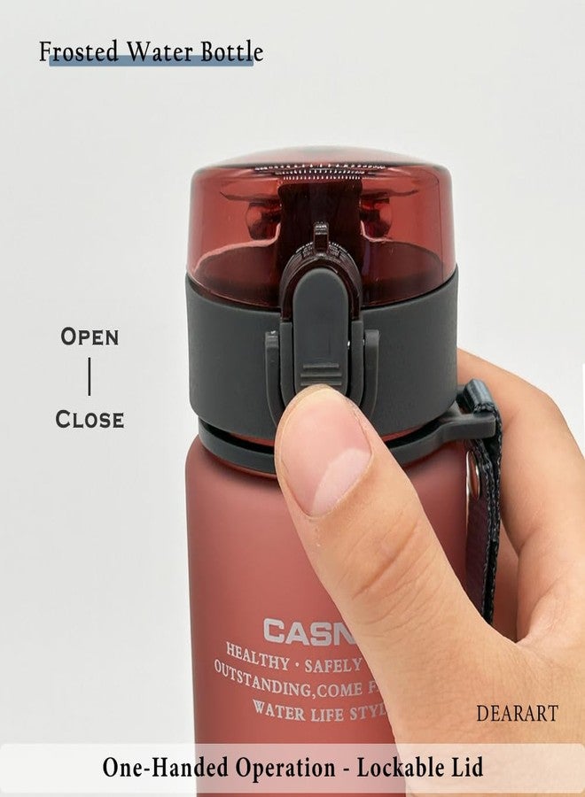 DEARART 20oz Water Bottles with Locked Button, Frosted Bottle One Hand, 100% Leakproof No Straw Direct Spout, Suit Sport Office School Travel Yoga Gym, Red - Image 2