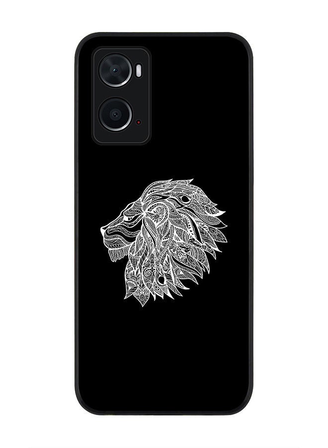 Stylizedd Rugged Black edge case for Oppo A96 4G/A36/A76 Slim fit Soft Case Flexible Rubber Edges Anti Drop TPU Gel Thin Cover - Lion Abstract - Image 1