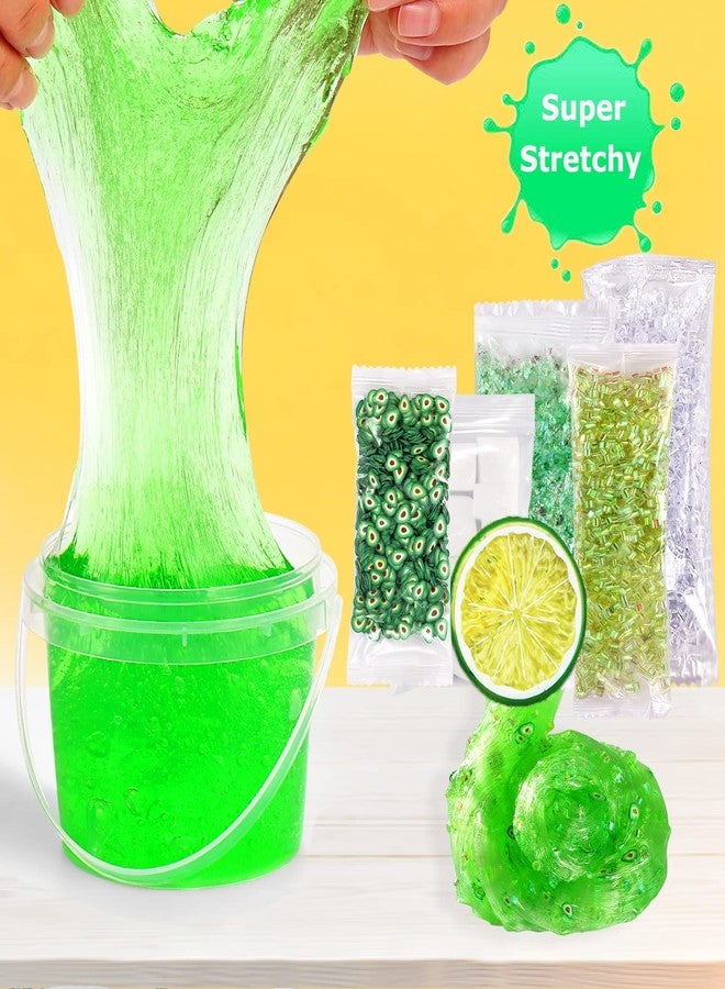 Azeperoy Premade Lemon Green Jelly Cube Glimmer Crunchy Crystal Slime, Includes 6 Sets of Add-ins, Super Soft and Non-Sticky, Party Favors for Boys and Girls - Image 3