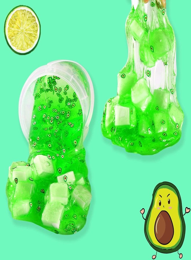 Azeperoy Premade Lemon Green Jelly Cube Glimmer Crunchy Crystal Slime, Includes 6 Sets of Add-ins, Super Soft and Non-Sticky, Party Favors for Boys and Girls - Image 4
