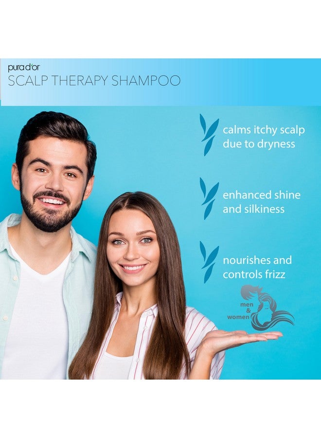 PURA D'OR Therapy Shampoo (16oz) Hydrates & Nourishes - Scalp Care Shampoo For Itchy Flaky Scalp w/ Tea Tree, Peppermint, Patchouli, Cedarwood, Clary Sage, Argan Oil (Packaging may vary) - Image 3