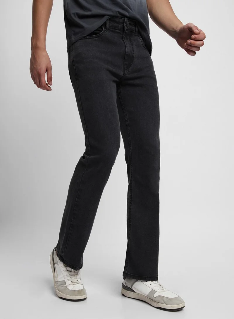 Dennis Lingo  Bootcut Grey Men's Jeans with Button & Zip Closure (Cotton Poly Stretch) for Men | Best Price UAE