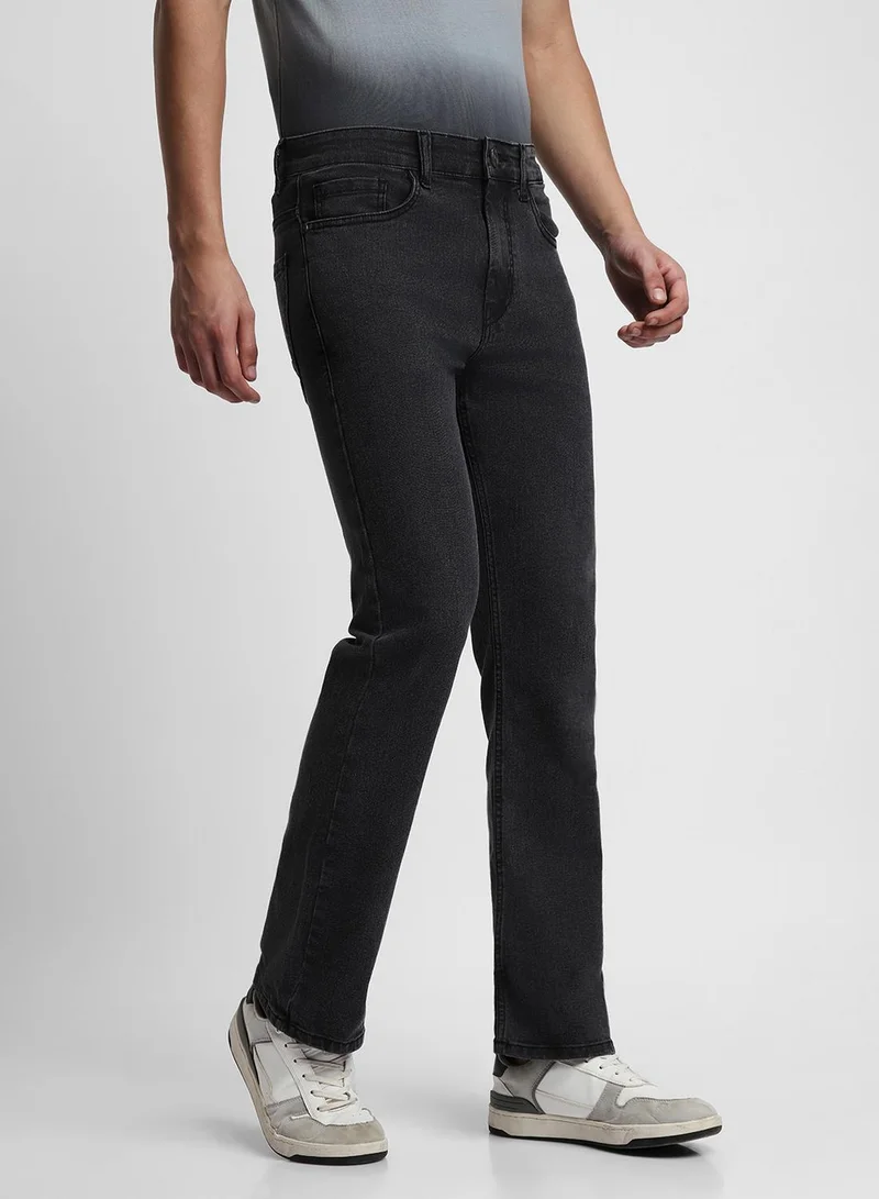 Dennis Lingo  Bootcut Grey Men's Jeans with Button & Zip Closure (Cotton Poly Stretch) for Men | Best Price UAE