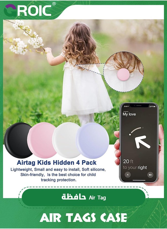 GROIC 4 Pack Apple Air Tags Kids Hidden Case, Airtag Tracker for Kids, AirTag Hidden Kids Holder with Invisible Pin, Anti Lost, for Kids, Elderly, Luggage, Clothing  - Image 3
