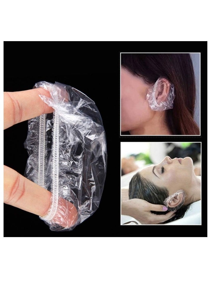 OASIS-TH 100 PCS Ear Protector Caps Disposable Elastic Clear Shower Water Ear Covers Large For Hair Dye, Shower, Bathing Ear Cover Caps, Spa Home Use Hotel and Hair Salon  - Image 2