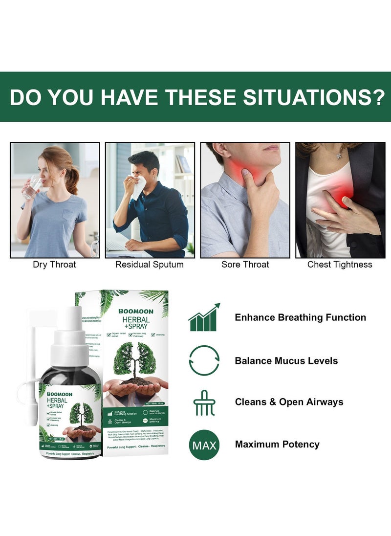 BOOMOON - Lung Cleansing Spray Medilisk, Clearbreath Dendrobium & Mullein Extract - Powerful Lung Support, Clean Care Herbal Essence, Herbal Clearbreath Spray, Supports Respiratory Function 30ml - Image 1