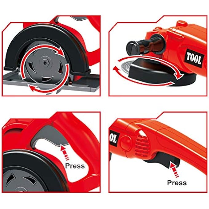 8 PIECES CONSTRUCTION TOOL TOY PLAYSET POWER BACKYARD CONSTRUCTIONS TOOL KIT PRETEND PLAYSET INCLUDING REALISTIC TOY CHAINSAW IN CONVENIENT STORAGE BOX - Image 5