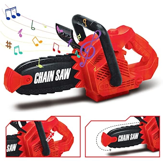 8 PIECES CONSTRUCTION TOOL TOY PLAYSET POWER BACKYARD CONSTRUCTIONS TOOL KIT PRETEND PLAYSET INCLUDING REALISTIC TOY CHAINSAW IN CONVENIENT STORAGE BOX - Image 4