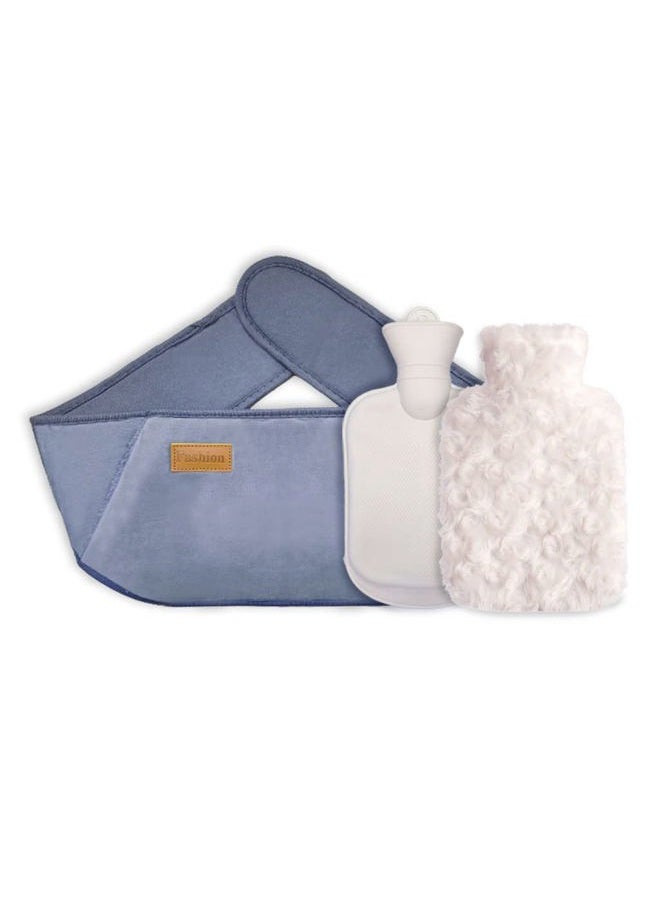 Kellegour Hot Water Bottle,Rubber Hot Water Bottle with Waist Cover,Hot Water Bottle with Cover,Hot Water Bag with Plush Waist Cover,for Menstrual Cramps,Pain Relief,Neck,Shoulder,Back,Legs,Waist Warm - Image 1