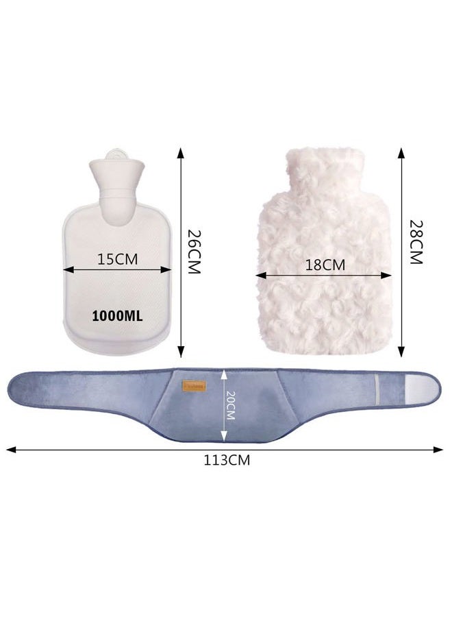 Kellegour Hot Water Bottle,Rubber Hot Water Bottle with Waist Cover,Hot Water Bottle with Cover,Hot Water Bag with Plush Waist Cover,for Menstrual Cramps,Pain Relief,Neck,Shoulder,Back,Legs,Waist Warm - Image 2