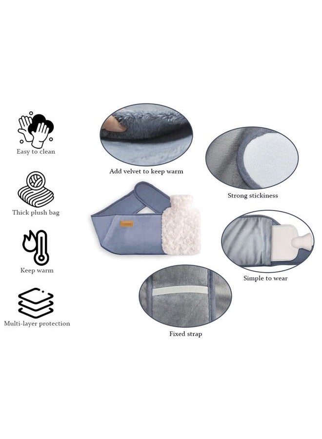 Kellegour Hot Water Bottle,Rubber Hot Water Bottle with Waist Cover,Hot Water Bottle with Cover,Hot Water Bag with Plush Waist Cover,for Menstrual Cramps,Pain Relief,Neck,Shoulder,Back,Legs,Waist Warm - Image 4