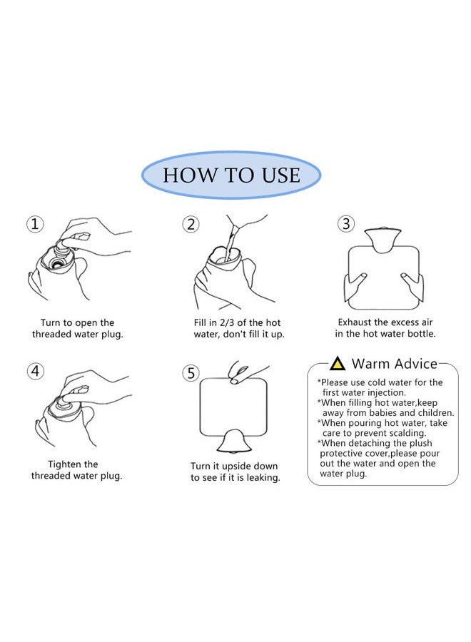 Kellegour Hot Water Bottle,Rubber Hot Water Bottle with Waist Cover,Hot Water Bottle with Cover,Hot Water Bag with Plush Waist Cover,for Menstrual Cramps,Pain Relief,Neck,Shoulder,Back,Legs,Waist Warm - Image 5
