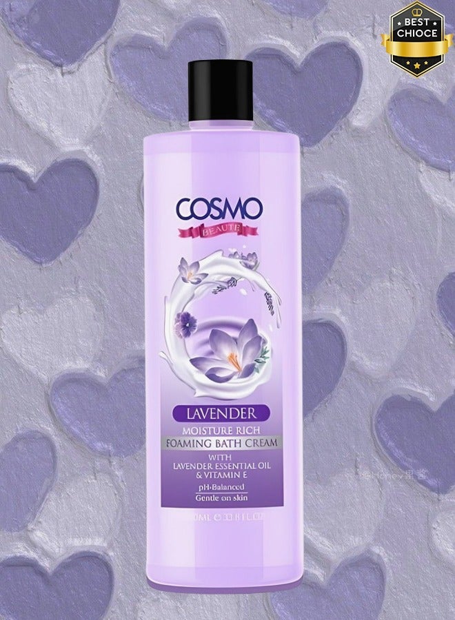 COSMO 12 Pieces Lavender Moisture Rich Foaming Bath Cream With Lavender Essential Oil & Vitamin E 1000ml  - Image 2