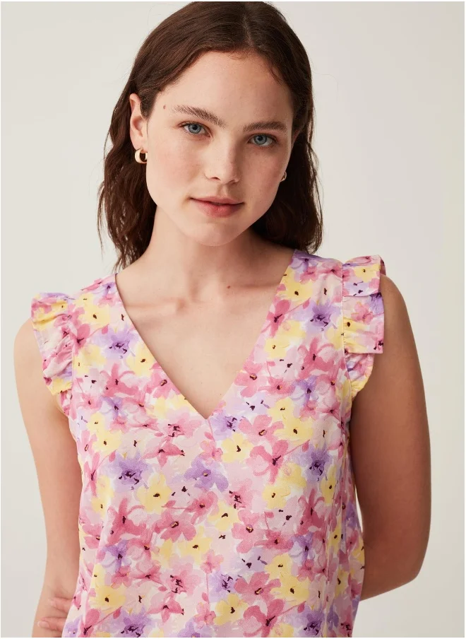 Ovs Ovs Blouse With Patterned Flounce