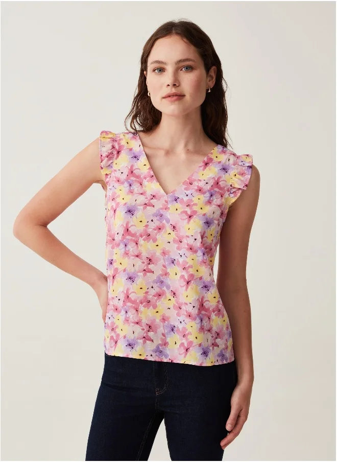 Ovs Ovs Blouse With Patterned Flounce