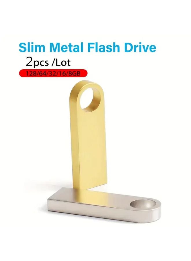 16GB 2PCS High Speed USB Flash Drive Silver Gold Memory Stick Christmas Birthday Gift - Image 2