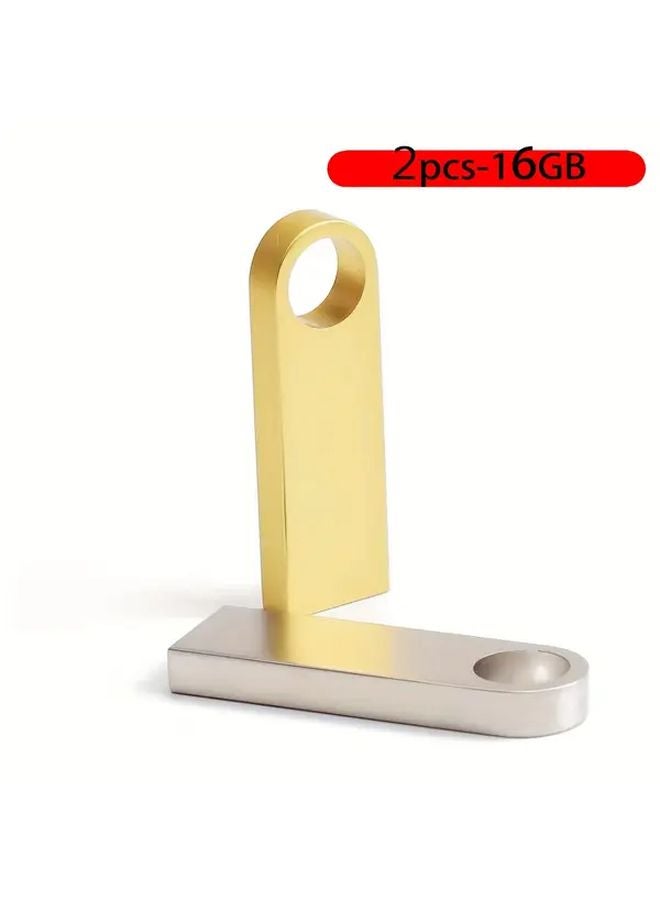 16GB 2PCS High Speed USB Flash Drive Silver Gold Memory Stick Christmas Birthday Gift - Image 1